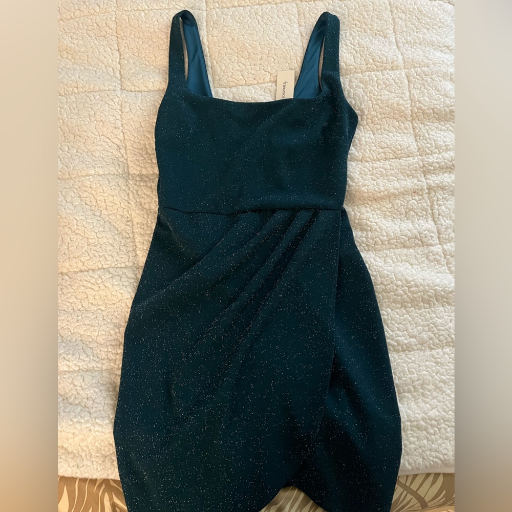 BNWT Francescas Tulip Hem Glitter Dress Size Medium Hunter Green